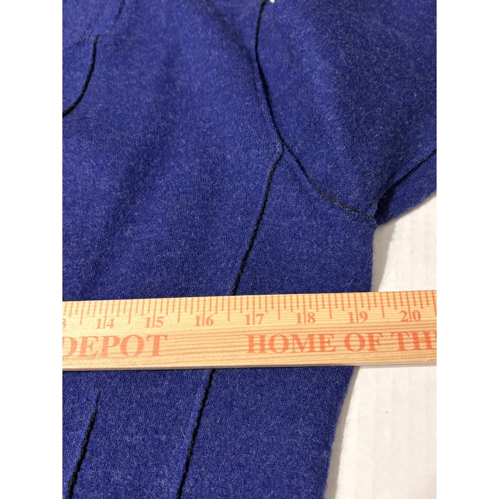 Eileen Fisher Royal Blue Purple Boiled Merino Wool Fringe Jacket Size Medium - Picture 11 of 13